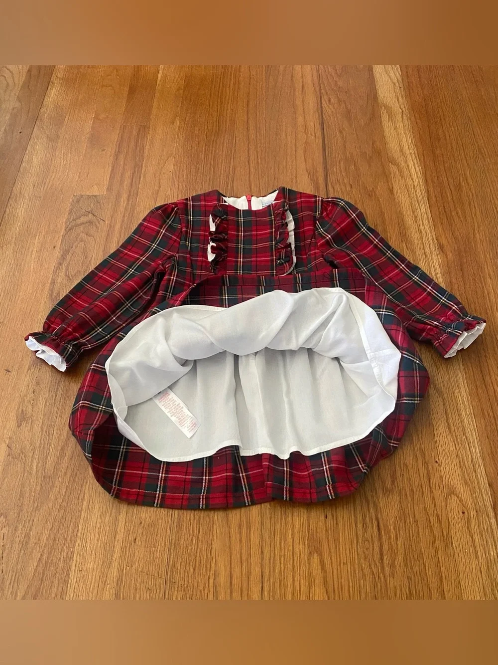 Tutto Piccolo Girls Formal Red Plaid Ruffle Front Dress